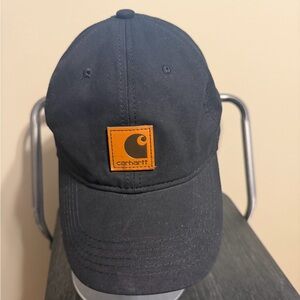 Carhartt Hat Baseball Trucker Cap Black Canvas Leather Logo Strap Back
